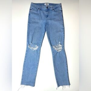 Paige Women's Skyline Ankle Peg Light Blue Distressed Jeans Size- 29